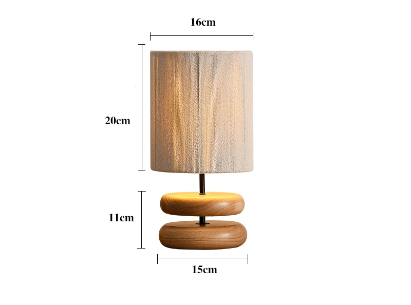 Japanese Wood Table Lamp with Jute Detail – Minimalist LED Bedside Light | Warm Zen Interior Lighting