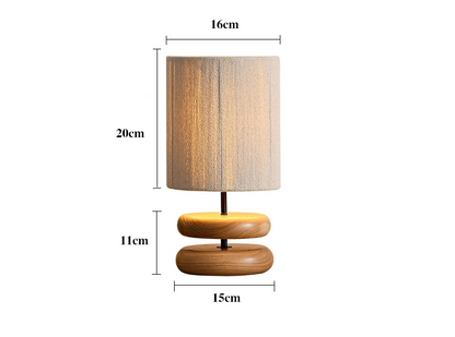 Japanese Wood Table Lamp with Jute Detail – Minimalist LED Bedside Light | Warm Zen Interior Lighting