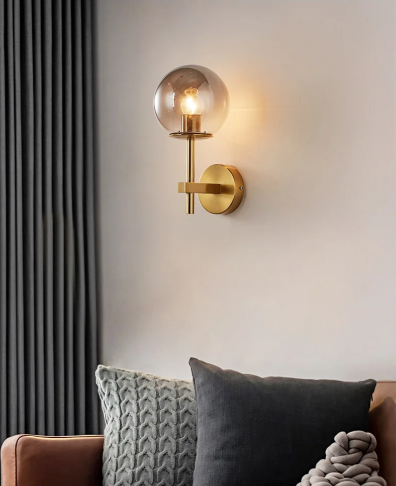 AuroraSphere Wall Light – Nordic Glass Globe LED Wall Lamp | Modern Ambient Lighting for Bedrooms & Bathrooms