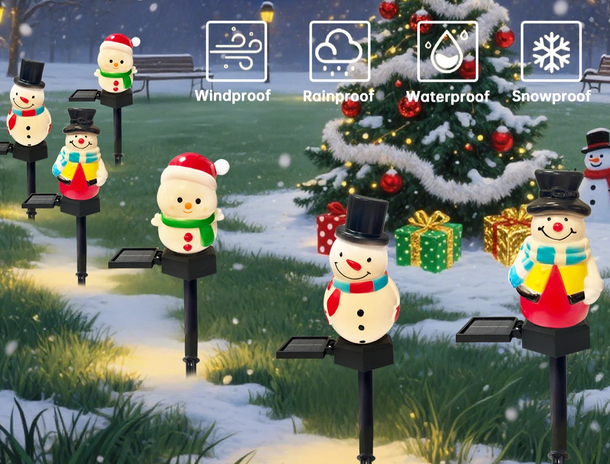 SnowGlow Solar Snowman Path Lights – Waterproof LED Garden Lights | Festive Outdoor Christmas Decoration