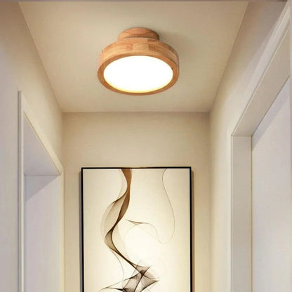 Runde Deckenlampe aus Holz-Leuchtezauber