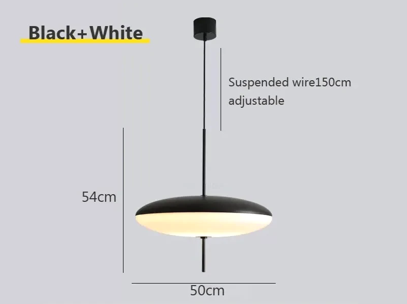 Modern UFO Pendant Light – Minimalist LED Hanging Lamp in Black or White for Living Rooms, Bedrooms, Restaurants & Offices