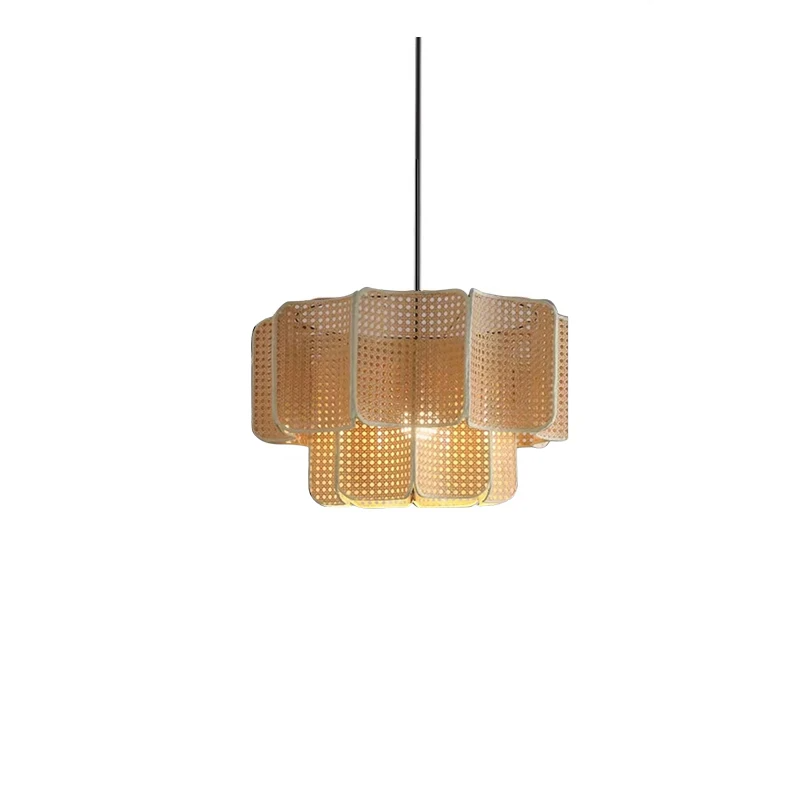 Wabi Sabi Rattan Pendant Light – Handwoven Bamboo Ceiling Lamp | Natural Ambient Lighting | Japandi Boho Interior Décor