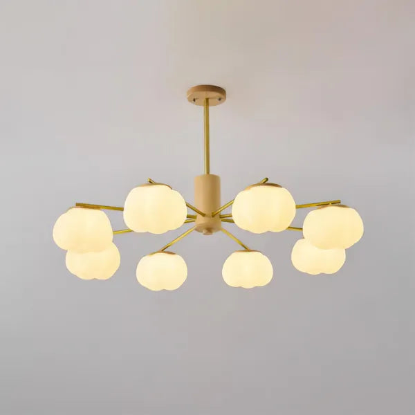 Kreativer Kronleuchter im Wohnzimmer aus Holz und Wattebällchen-Leuchtezauber
