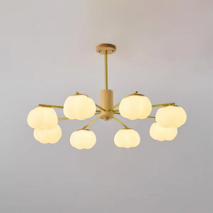 Kreativer Kronleuchter im Wohnzimmer aus Holz und Wattebällchen-Leuchtezauber