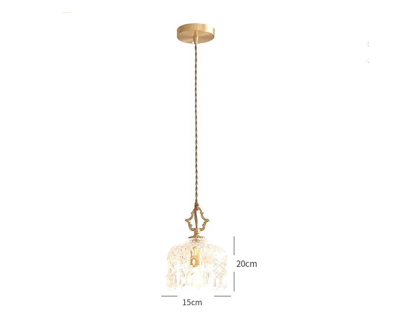 French Crystal Glass Pendant Light – Luxury Gold LED Chandelier | Elegant Ambient Lighting | Vintage-Inspired Statement Piece