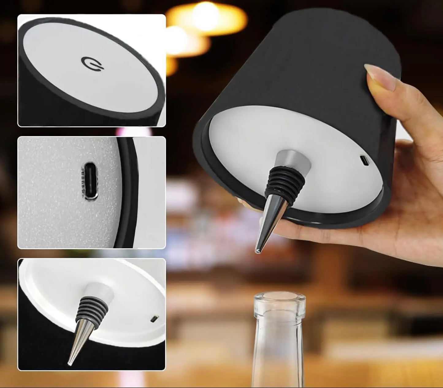 LumoVino – Kabellose Weinflaschen-Tischlampe mit Touch-Steuerung & Stufenloser Dimmung-Leuchtezauber