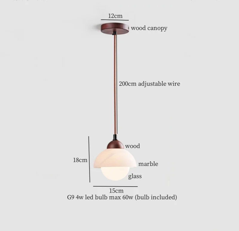 Marbelle Globe Pendant Light – Marble & Glass Ceiling Lamp | Japandi Ambient Lighting | Timeless Interior Elegance