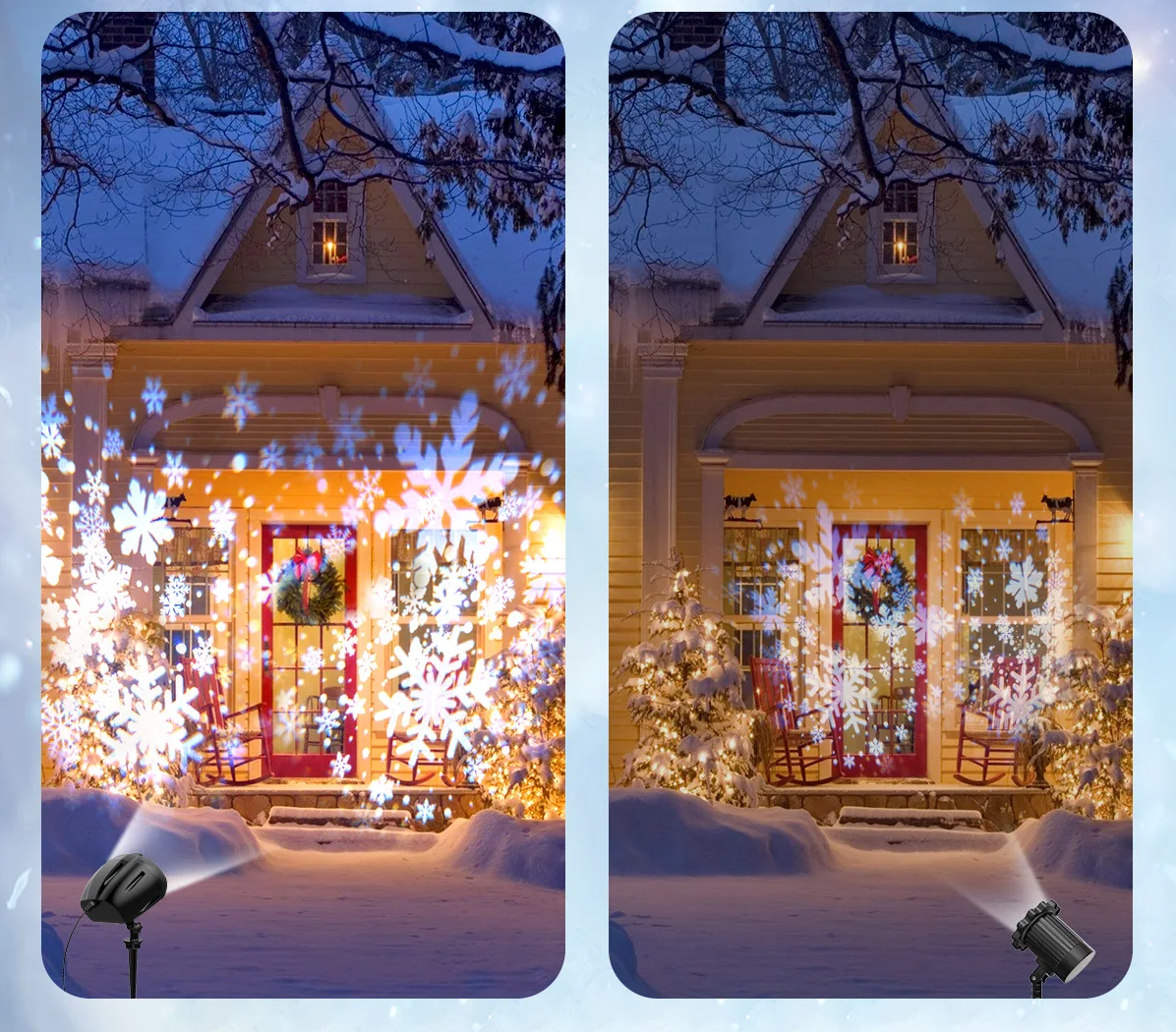 SNOWGLOW LED Snowfall Projector – Dual Head Outdoor Light Projector | Waterproof Christmas Snow Effect with Remote Control