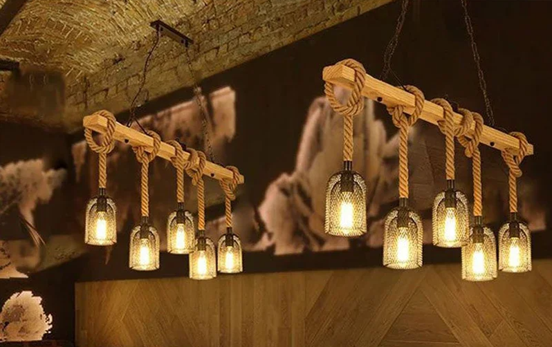 Vintage Farmhouse Chandelier – Five-Light Industrial Pendant | Rustic Café & Restaurant Lighting | Americana-Inspired Statement Piece