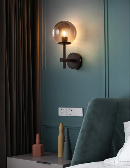 AuroraSphere Wall Light – Nordic Glass Globe LED Wall Lamp | Modern Ambient Lighting for Bedrooms & Bathrooms
