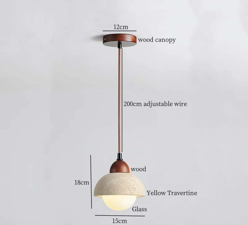 Travora Wabi Pendant Light – Natural Travertine Stone Ceiling Lamp | Japandi Ambient Lighting | Sculptural Interior Elegance