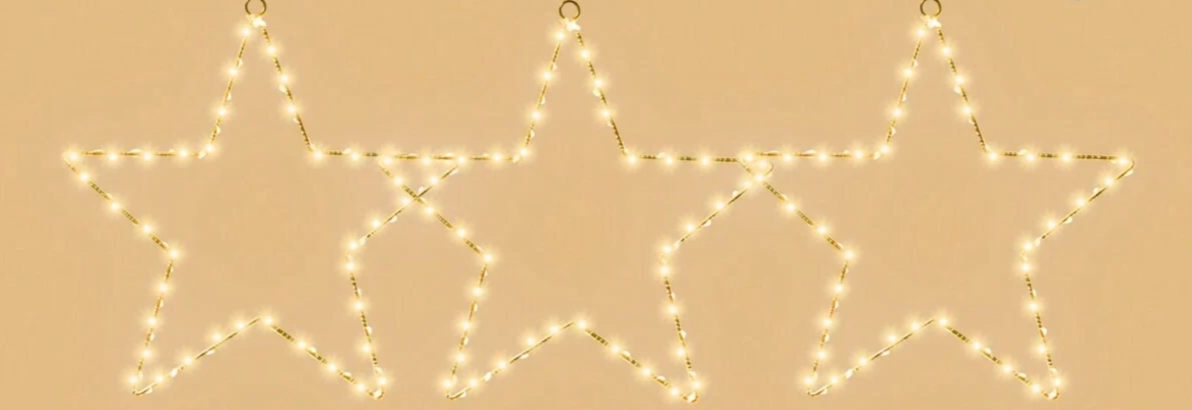 StellaLicht Christmas Window Star Lights – Set of 3 LED Stars with 8 Lighting Modes for Indoor & Outdoor Decoration