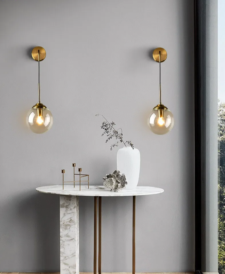 Nordelle Globe Wall Light – Scandinavian Glass Wall Lamp | Modern Ambient Lighting | Minimalist Interior Elegance