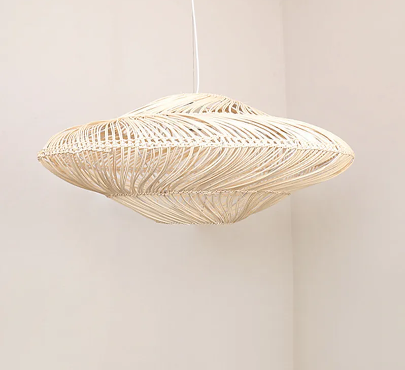 AetherRattan Pendant Light – Wabi-Sabi Rattan Ceiling Lamp | Japanese Nordic UFO Lighting for Elegant Interiors