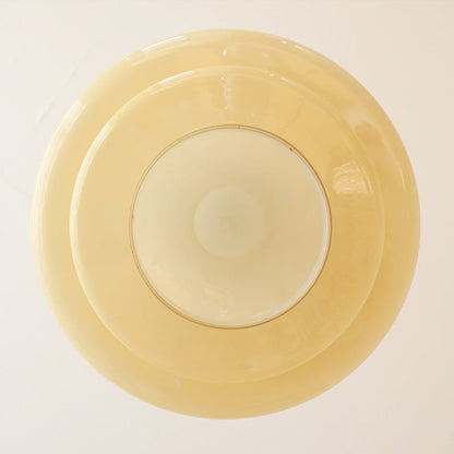 Bauhaus-Hängelampe aus cremegelbem Glas-Leuchtezauber