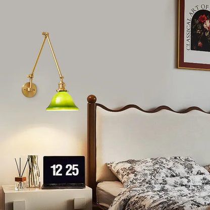 Einstellbar Vintage-Wandlampe aus grünem Glas-Leuchtezauber