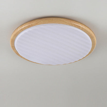 Runde, plissierte LED-Schlafzimmer-Deckenleuchte aus Holz-Leuchtezauber