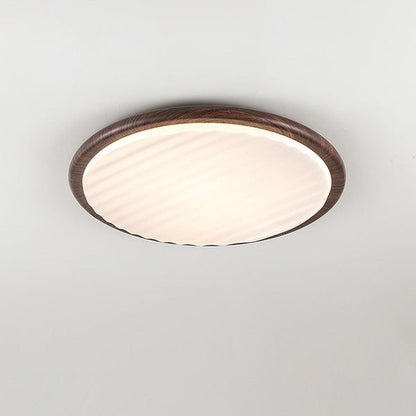 Runde, plissierte LED-Schlafzimmer-Deckenleuchte aus Holz-Leuchtezauber
