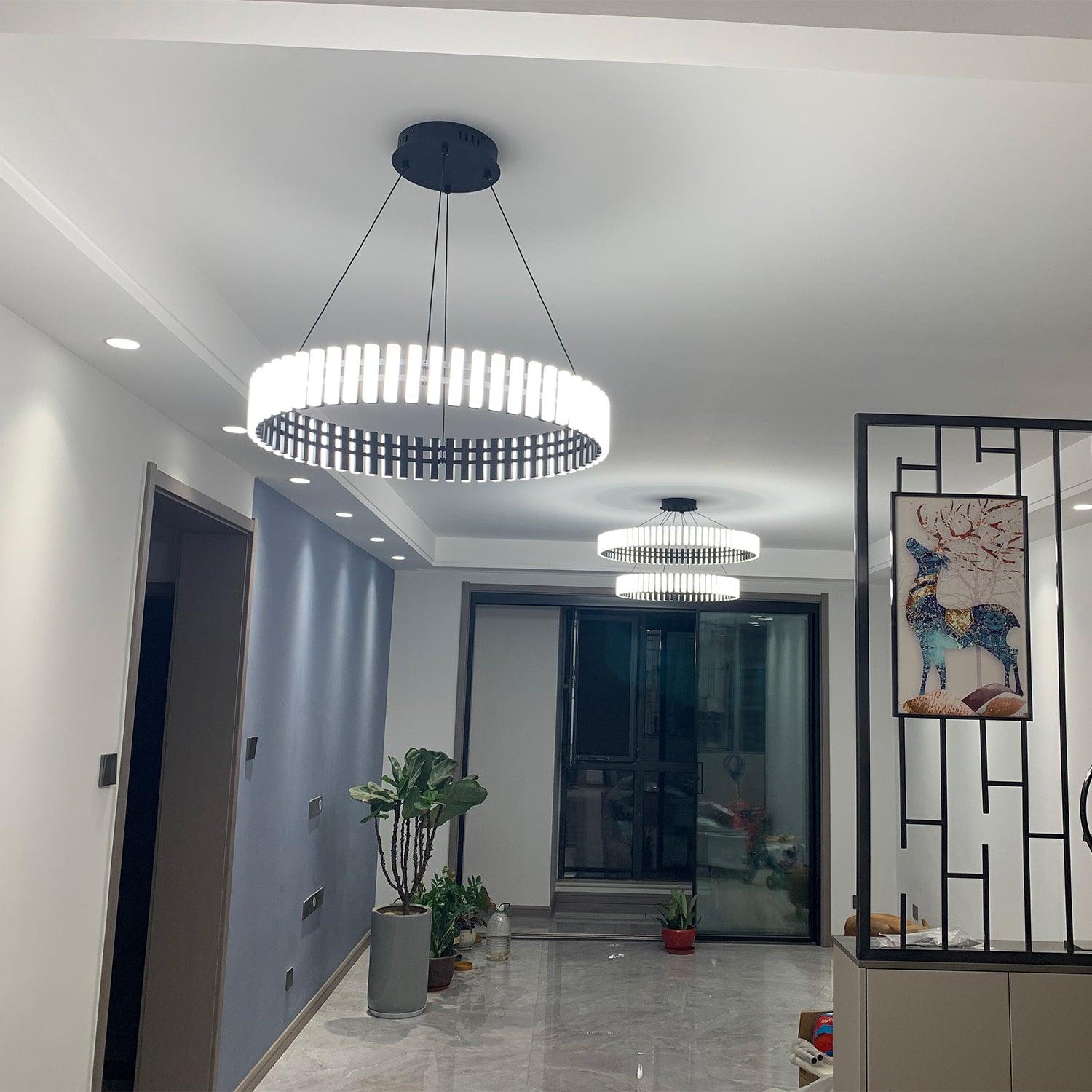 Eleganter hängender LED-Kronleuchter mit warmem, neutralem und kühlem Licht-Leuchtezauber
