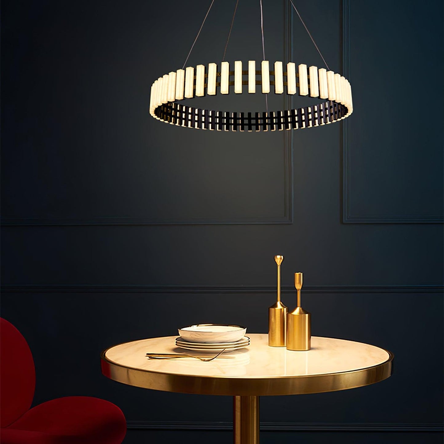 Eleganter hängender LED-Kronleuchter mit warmem, neutralem und kühlem Licht-Leuchtezauber