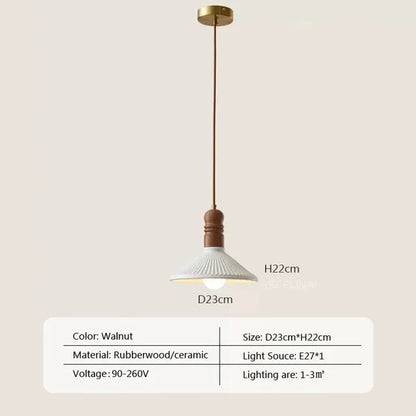 Cremefarbene Wind-Hängelampe aus massivem Holz-Leuchtezauber