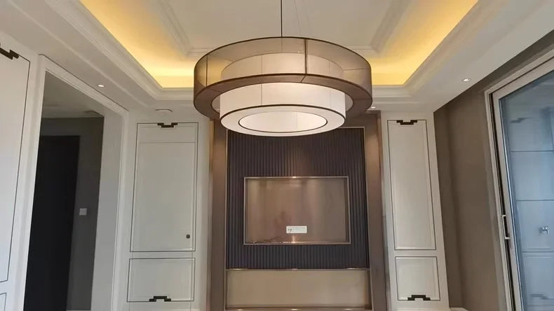 Veloura Silk Pendant Light – Luxury Beige Hanging Ceiling Lamp | Soft Ambient Lighting for Modern Interiors