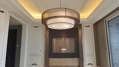Veloura Silk Pendant Light – Luxury Beige Hanging Ceiling Lamp | Soft Ambient Lighting for Modern Interiors