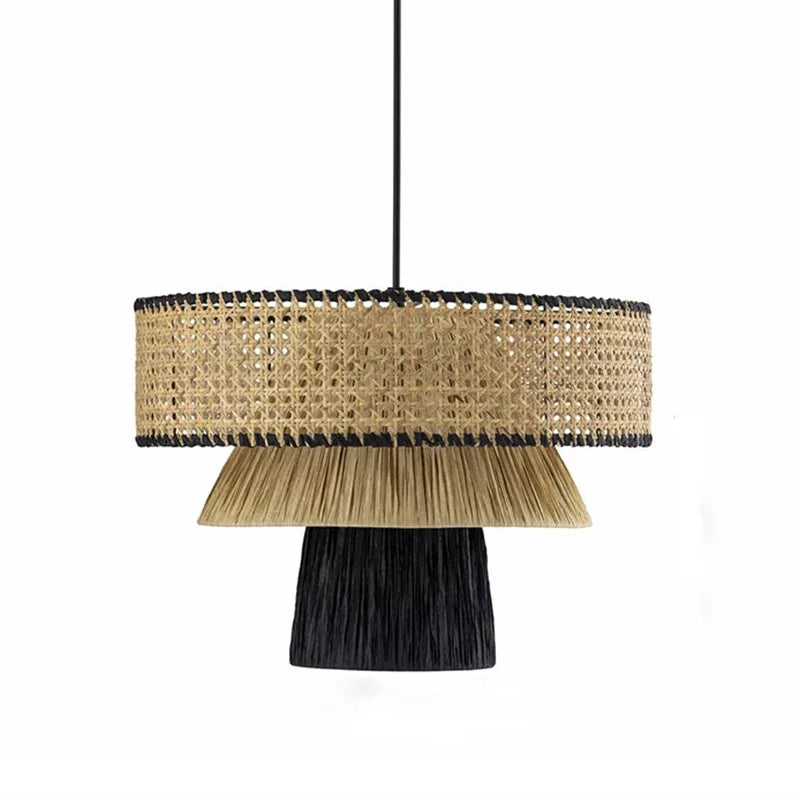 Wabi Sabi Rattan Pendant Light – Handwoven Japanese Ceiling Lamp | Natural Ambient Lighting | Artisan Interior Feature