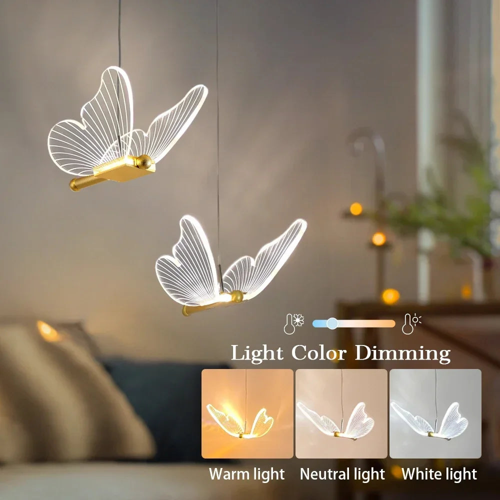 AuréaButterfly Modern LED Butterfly Pendant Lamp – Luxury Gold Ceiling Light for Elegant Interiors