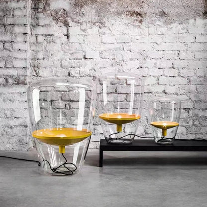 AuroraGlow – Nordische Designer LED Tischlampe aus Glas-Leuchtezauber