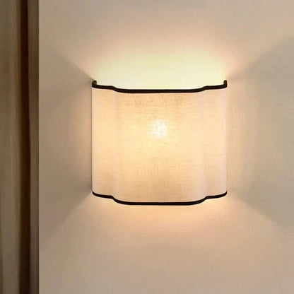 French Linen Wall Light – Cream Fabric LED Wall Sconce | Elegant Ambient Interior Lighting