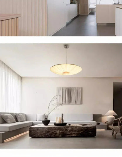Aethera Ceiling Light – Wabi-Sabi Fabric LED Pendant | Minimalist Floating Disc Lamp for Contemporary Interiors