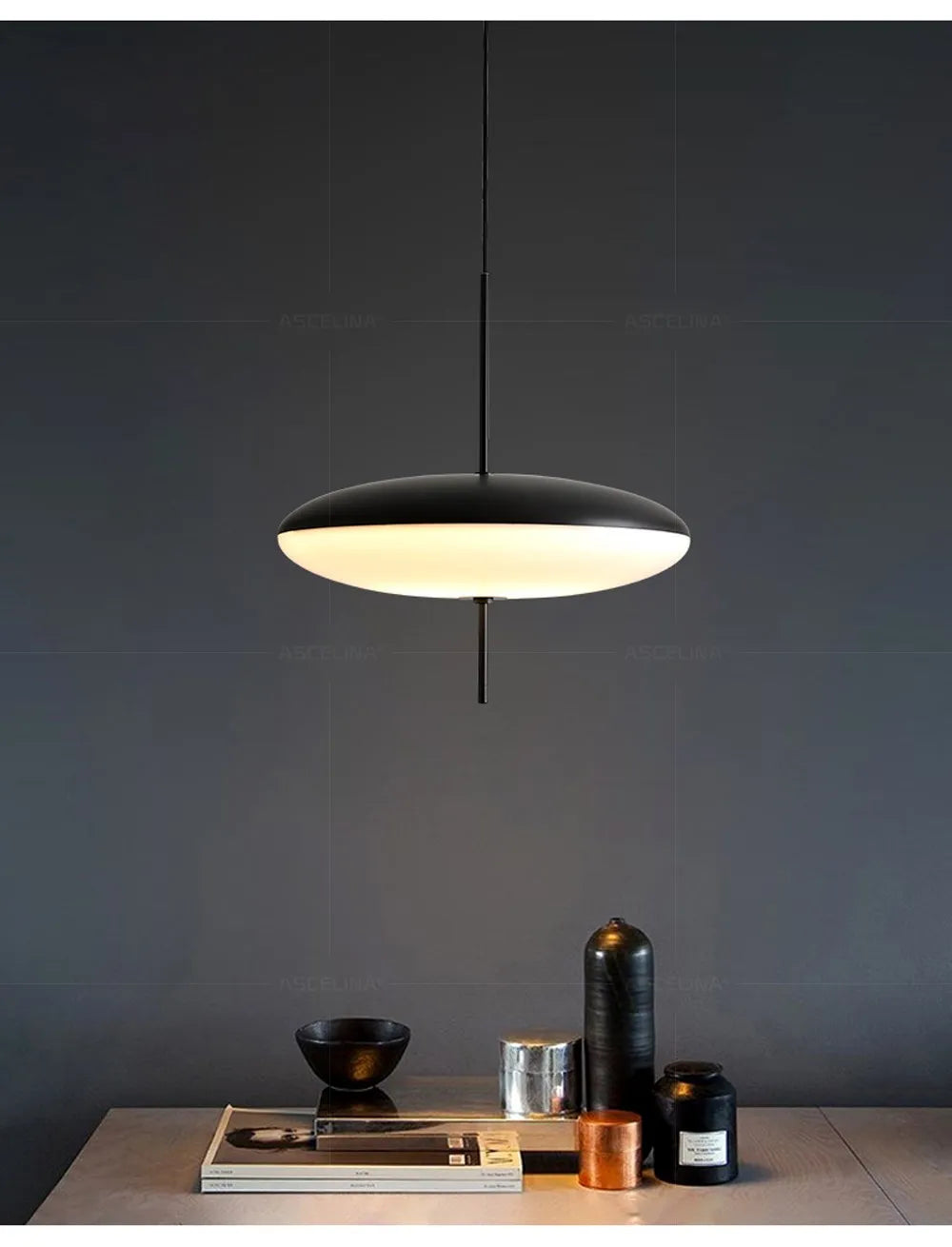 Modern UFO Pendant Light – Minimalist LED Hanging Lamp in Black or White for Living Rooms, Bedrooms, Restaurants & Offices