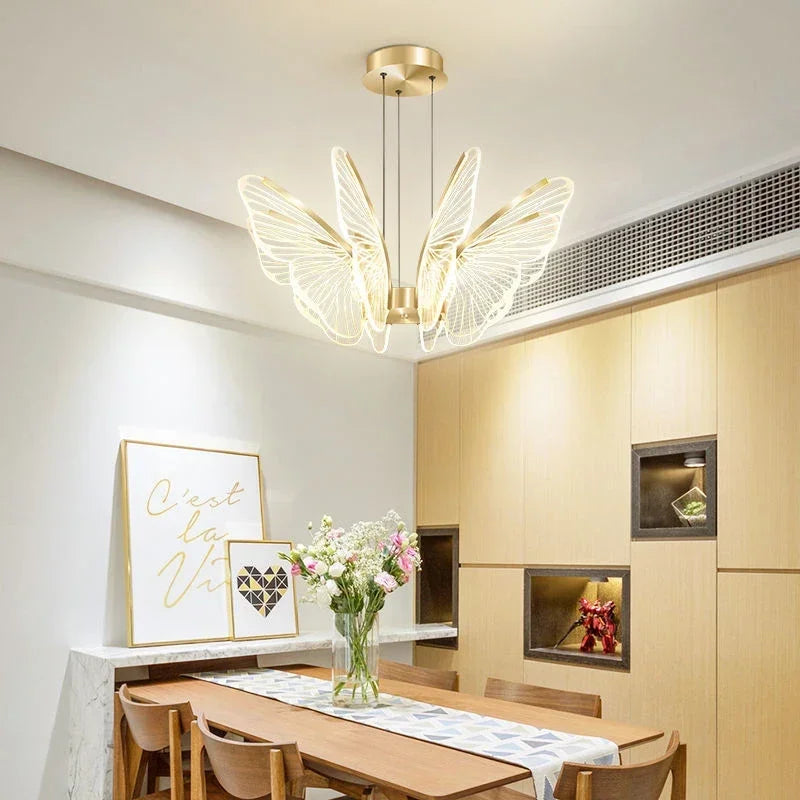 Butterfly Glow LED Pendant Light – Dimmable Designer Ceiling Light | Remote-Controlled Ambient Lighting | Contemporary Luxury Interior Feature
