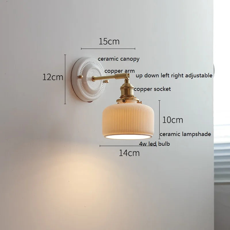 Aurelle Ceramic Wall Light – Adjustable E27 Wall Lamp | Contemporary Copper Lighting | Elegant Interior Illumination