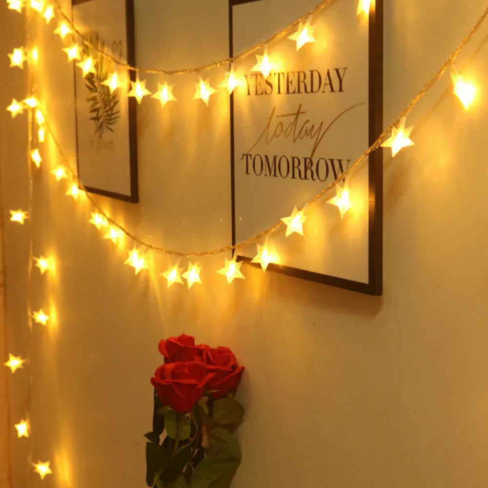 StellaGlow LED Star String Lights – Battery-Powered Decorative Fairy Lights for Indoor & Outdoor Use