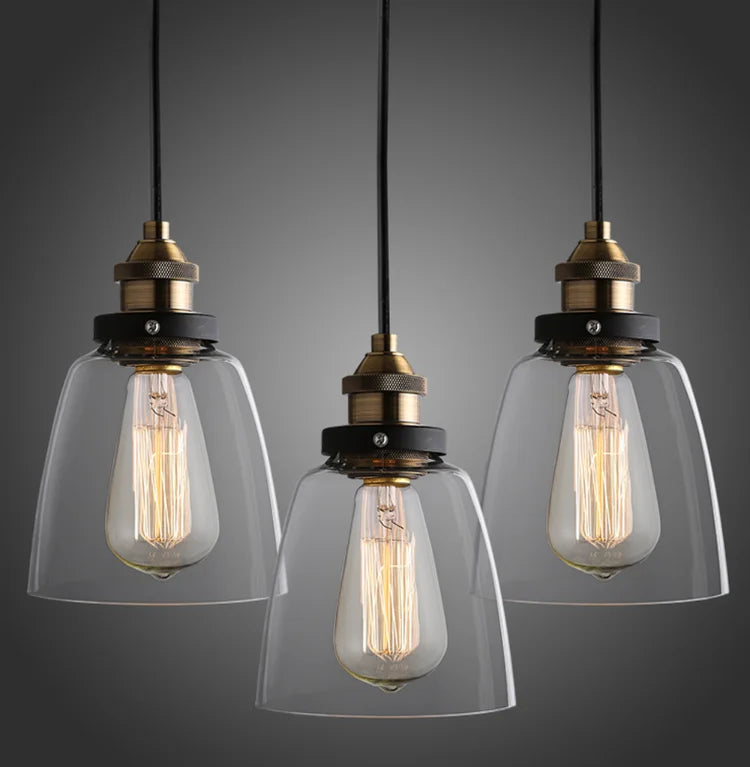 Scandinavian Glass Pendant Light – Vintage Loft E27 Ceiling Lamp | Elegant Ambient Lighting | Contemporary Nordic Interior Feature