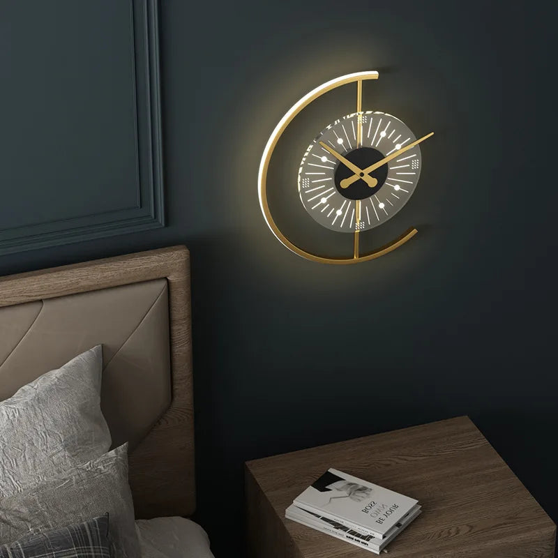 Nordic Wall Light with Clock Design – Modern LED Wall Lamp | Decorative Ambient Lighting | Scandinavian Interior Accent