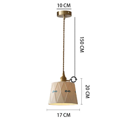 Japanese Ceramic Pendant Light with Brass Finish – Retro Minimalist Hanging Lamp | Warm Ambient Interior Lighting