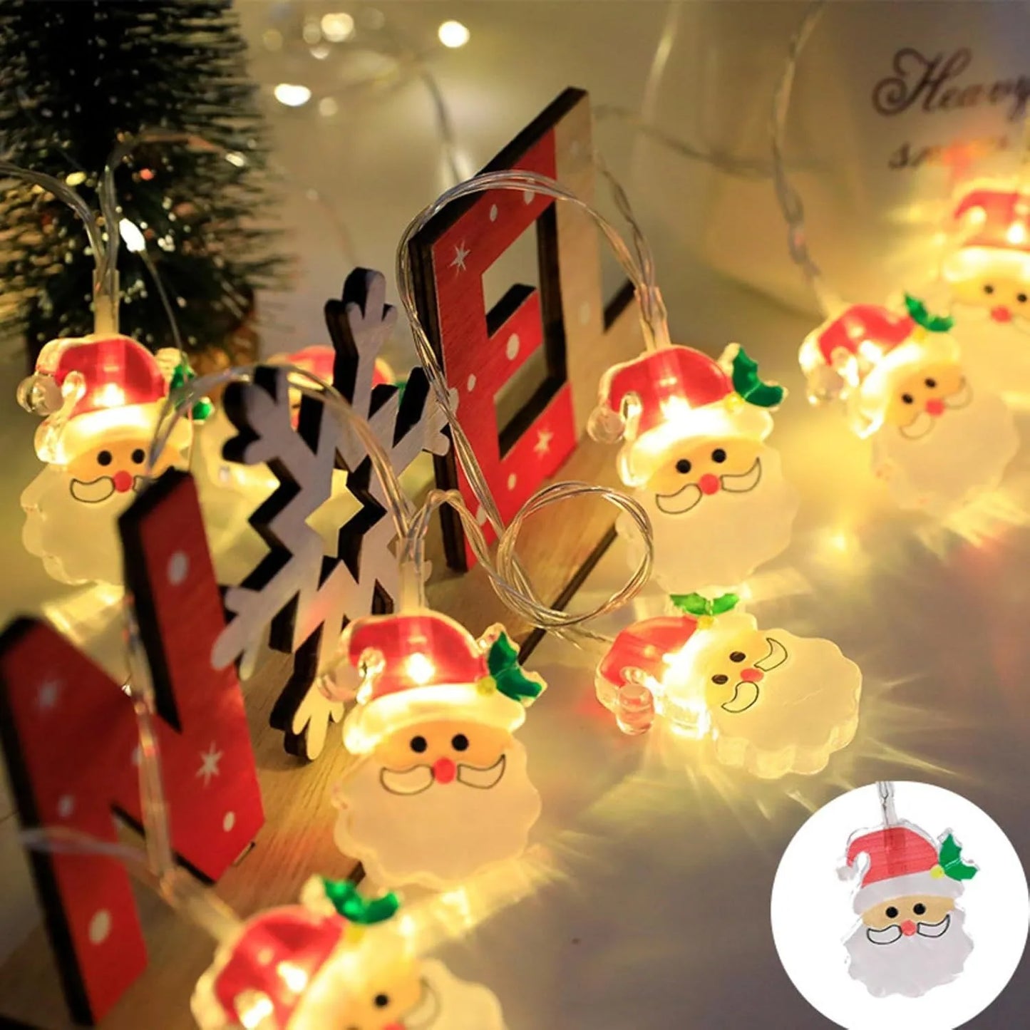 LumiJoy Christmas LED String Lights – Santa, Snowman & Christmas Tree Decorative Fairy Lights