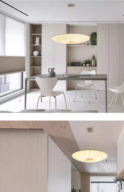 Aethera Ceiling Light – Wabi-Sabi Fabric LED Pendant | Minimalist Floating Disc Lamp for Contemporary Interiors