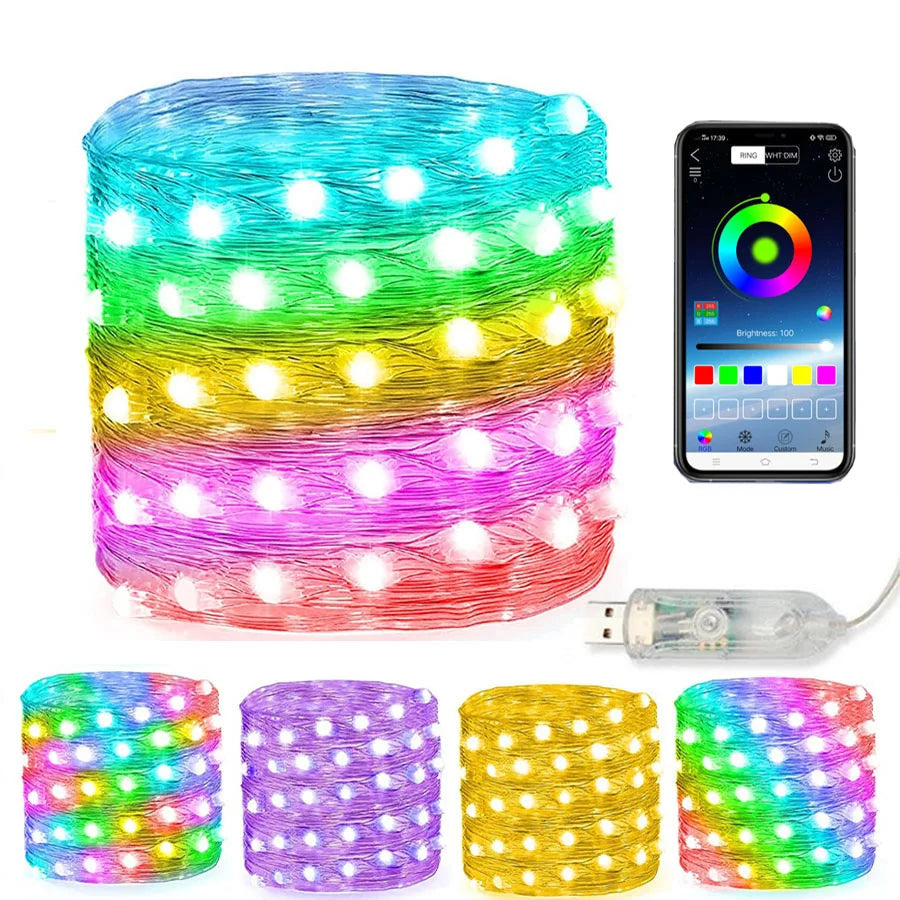 LUMISHOW RGB Smart LED String Lights – App & Remote Controlled Decorative Lighting | USB Powered Indoor & Outdoor Fairy Lights