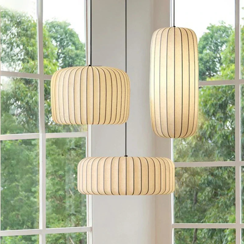 Serenea Silk Pendant Light – Wabi-Sabi Hanging Lamp | Japanese Nordic Ceiling Light for Elegant Interiors