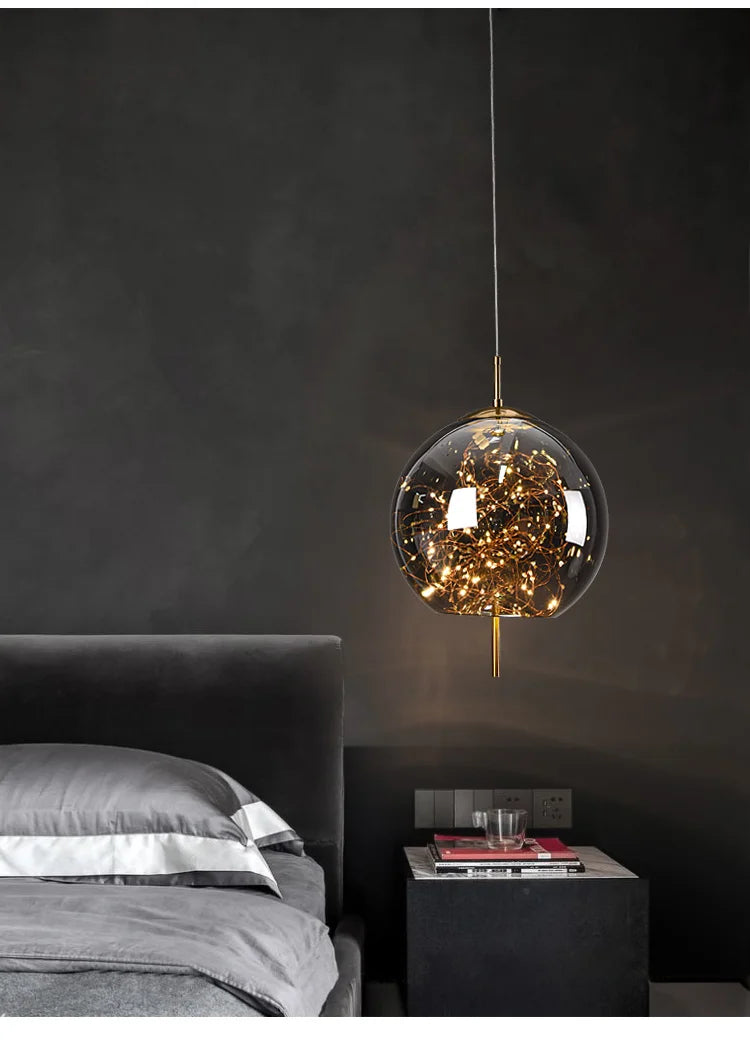 Modern Glass LED Pendant Light – Dimmable Designer Ceiling Light | Elegant Hanging Lamp | Contemporary Home Lighting