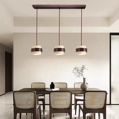 Natural Stone Pendant Light with LED – Modern Minimalist Hanging Lamp | Warm Ambient Interior Lighting