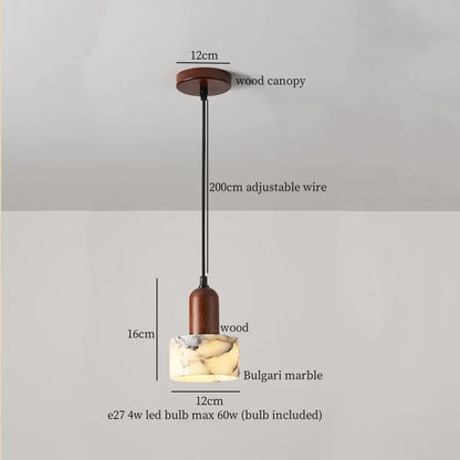 Marble Pendant Light with Iron Finish – Modern Nordic LED Ceiling Lamp | Luxury Contemporary Lighting