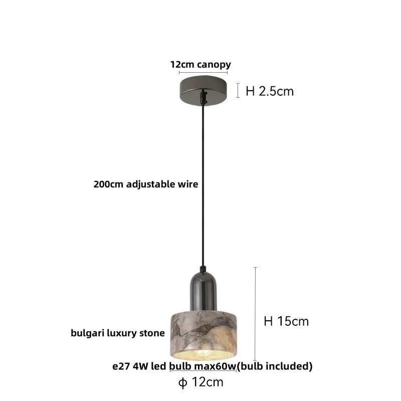 Bulgari Stone Pendant Light – Wabi-Sabi Marble Ceiling Lamp | Luxury Ambient Lighting | Contemporary Interior Statement