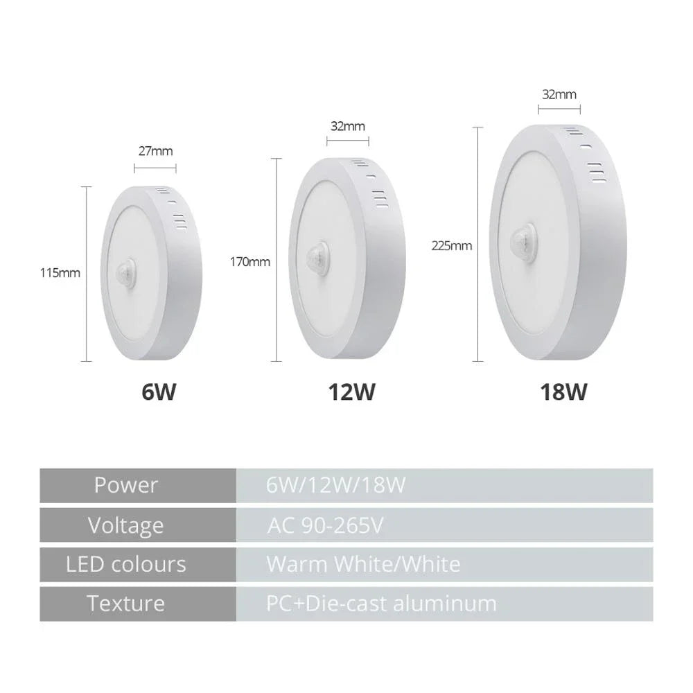 LED Ceiling Light with PIR Motion Sensor – Energy-Efficient Round Ceiling Lamp | Automatic Indoor Lighting | Modern Home Light Fixture