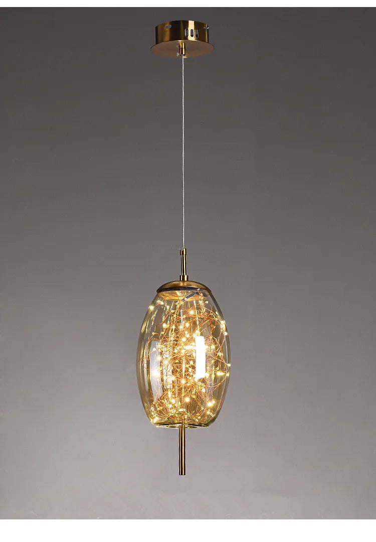 Modern Glass LED Pendant Light – Dimmable Designer Ceiling Light | Elegant Hanging Lamp | Contemporary Home Lighting